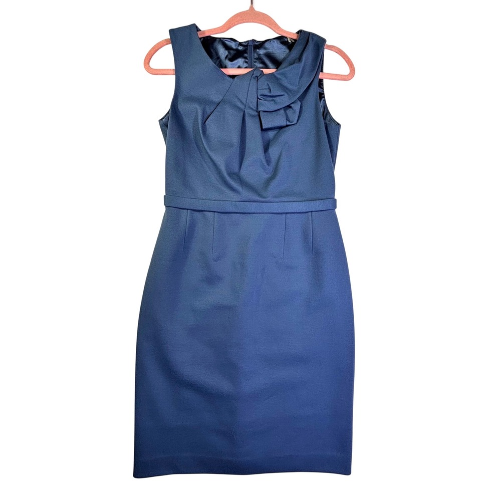 Slate Blue Sleeveless Sheath Dress with Front Knot Detail Size 2